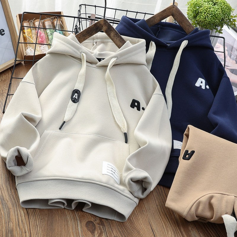 2023 Boys’ Thick Fleece-Lined Hooded Jacket