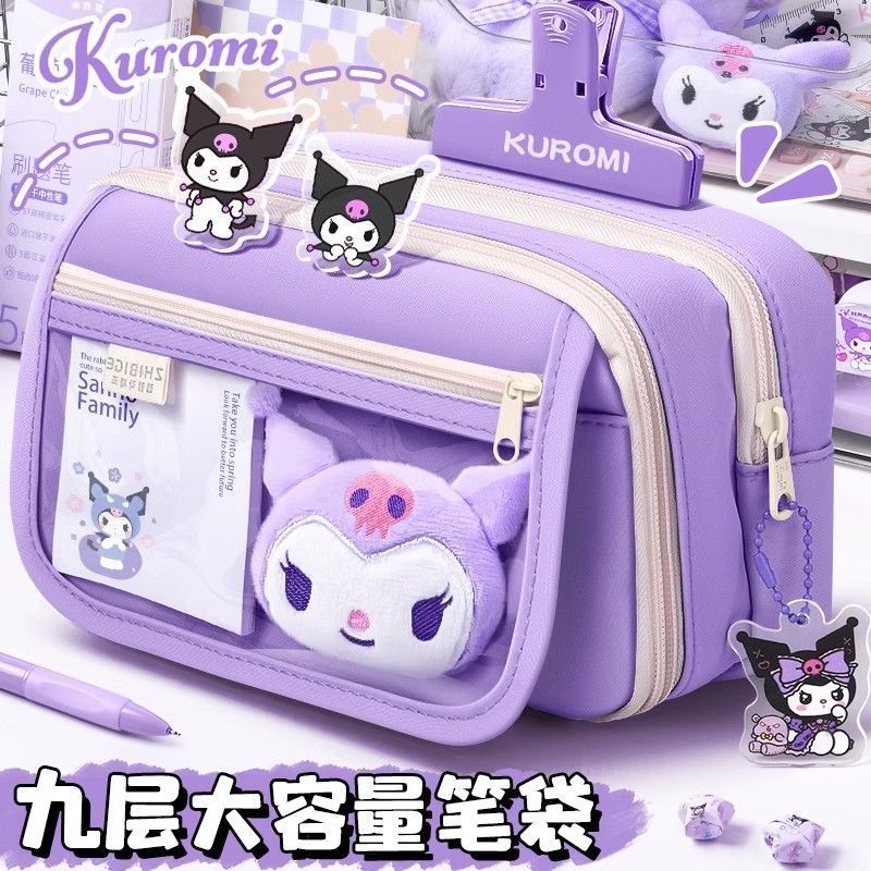 Kuromi Transparent Pencil Case – Large & Cute Purple Box