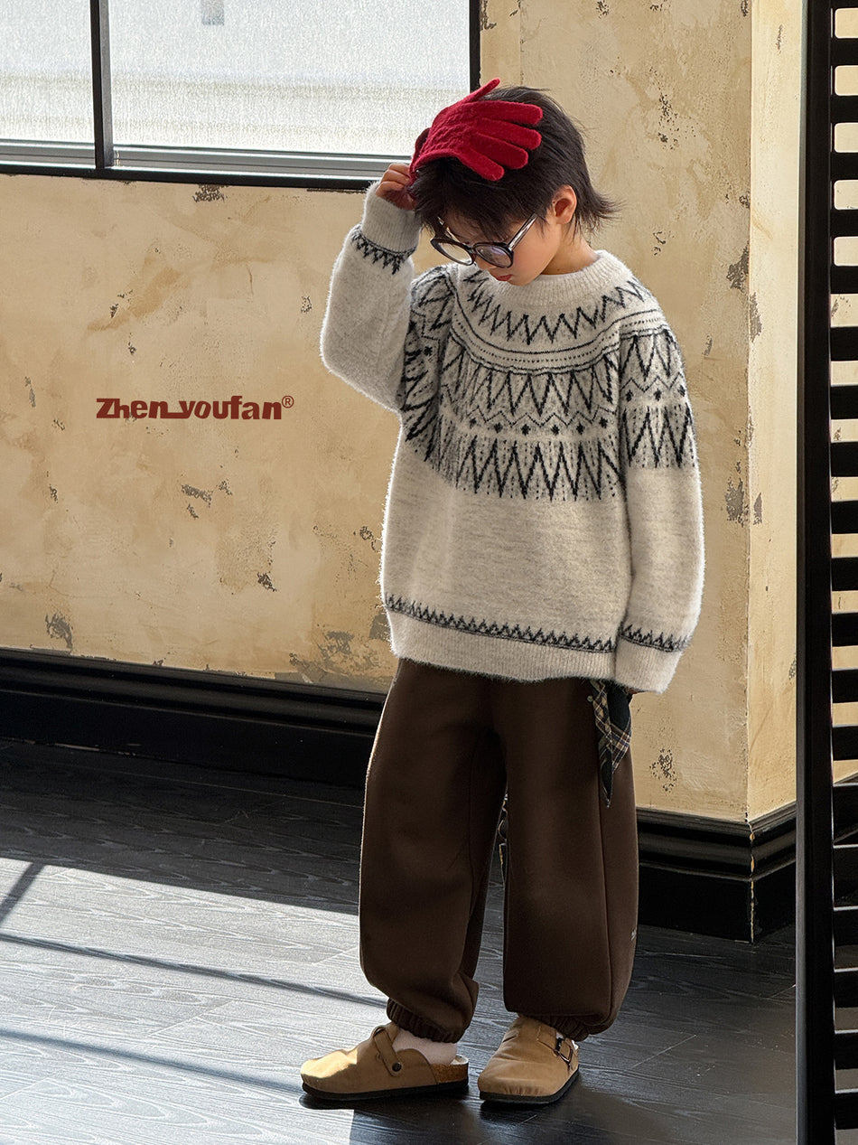Boys Thickened Winter Sweater 2025 Warm Knit Top