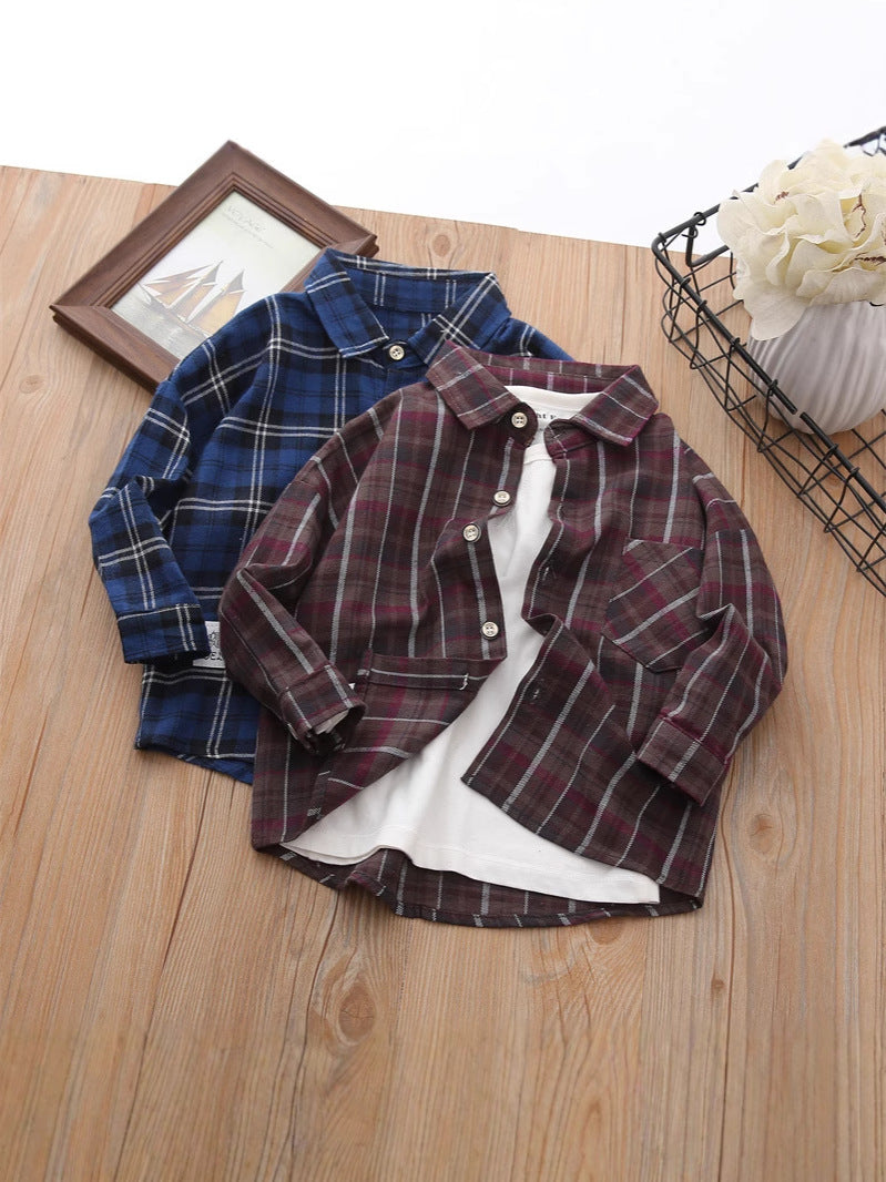 Boys Stylish Plaid Spring Shirt Fashion 2025