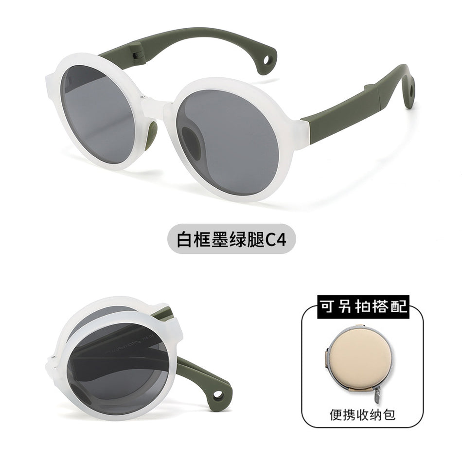 Kids Foldable Polarized UV400 Round Frame Sunglasses