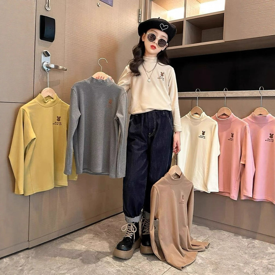 Girls Velvet Windproof Thermal Base Shirt