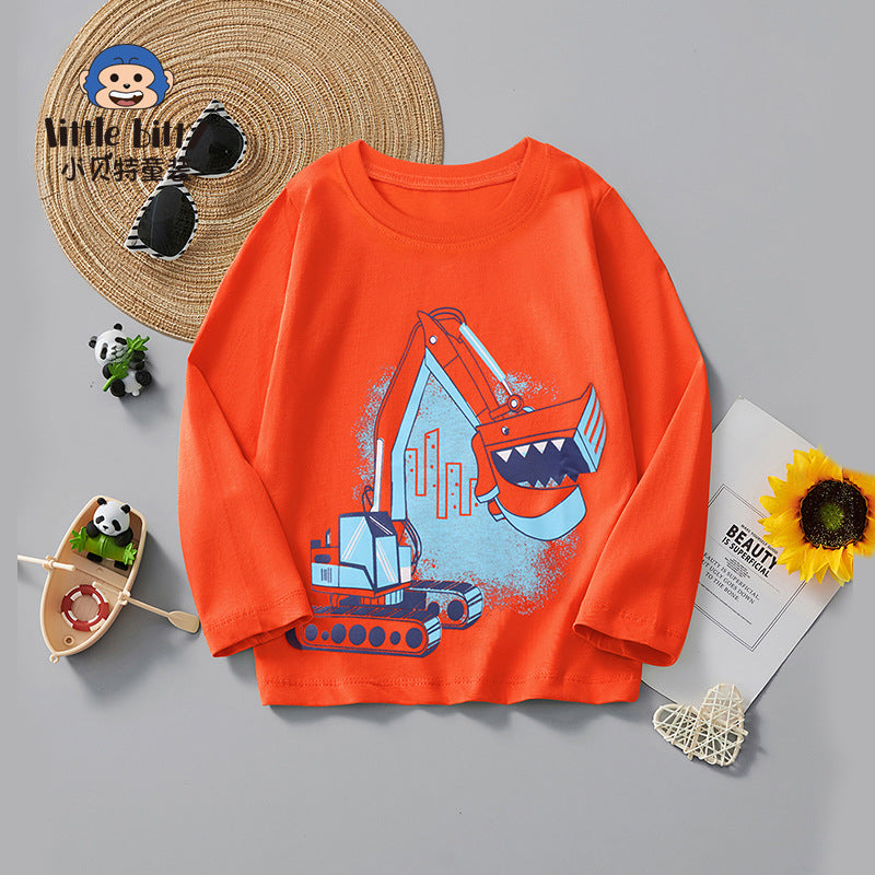 Boys’ Cartoon Cotton T-Shirt – 2025 Long Sleeve Tee