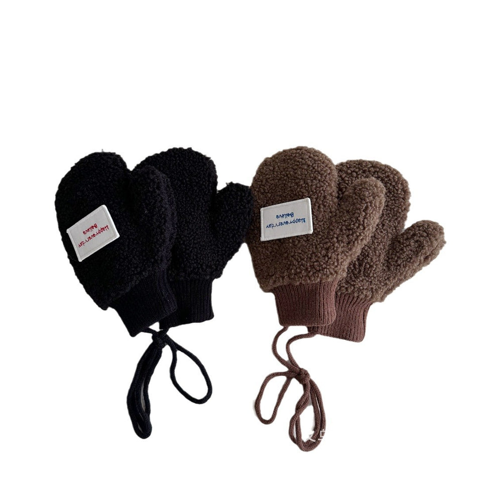 Korean Double-Layer Winter Baby Halter Mittens Warm