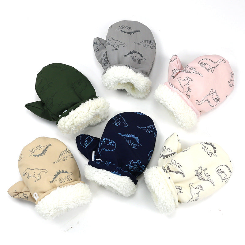 Kids’ Velvet Winter Ski Gloves – Thick & Cold-Proof