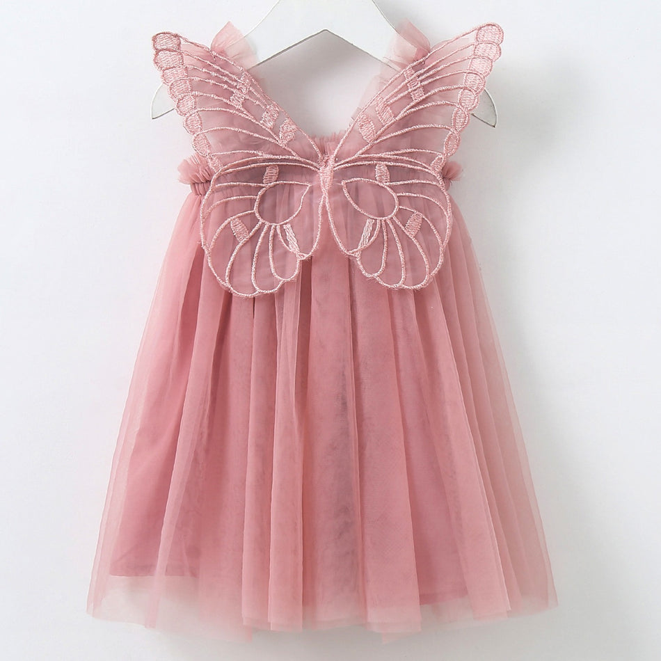 Girls Butterfly Wings Tutu Suspender Princess Skirt