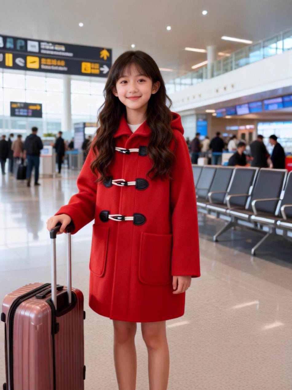 2025 Girls Autumn and Winter New Woolen Coat Mid-Length Coat