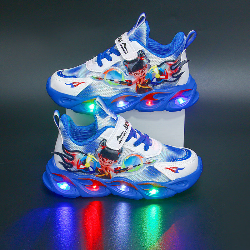 Nezha Kids’ Sports Shoes with Lights Boys Running
