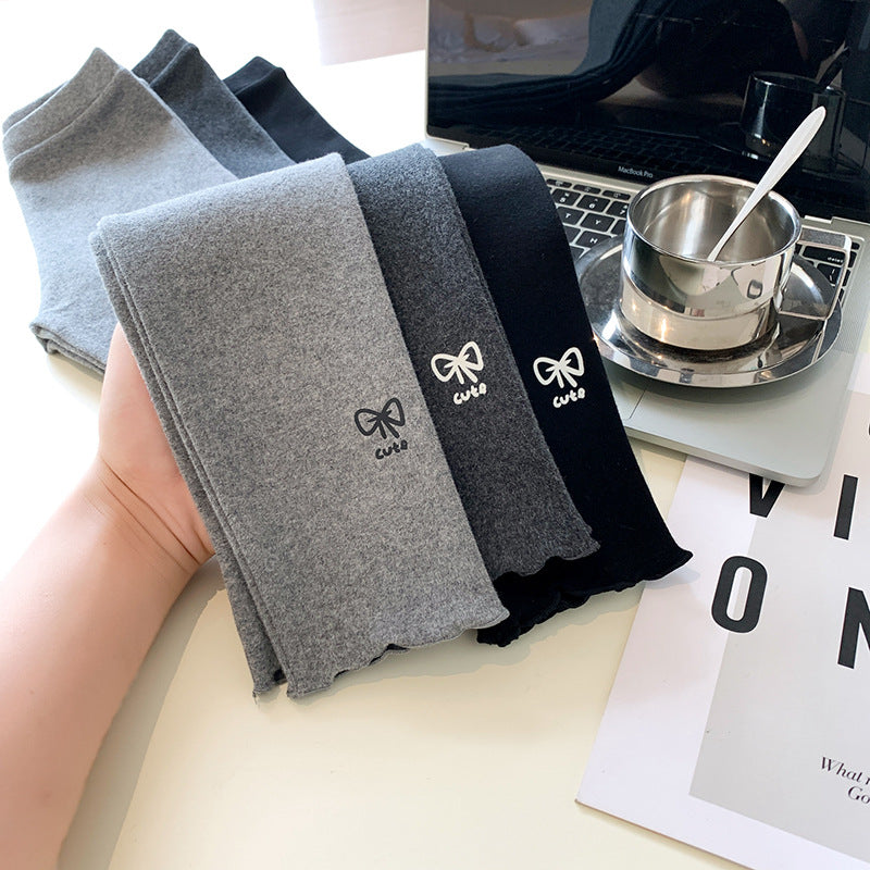 Girls’ Cotton Printed Leggings – Korean Style Nine-Point Pants