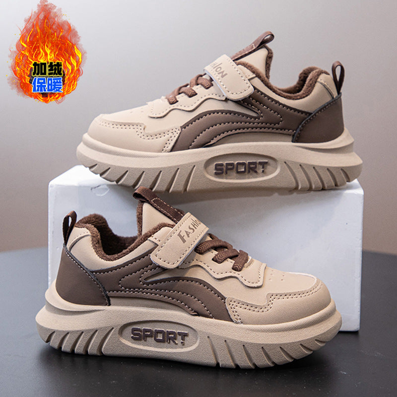 Boys Winter Fleece-Lined Sneakers Warm Casual Shoes