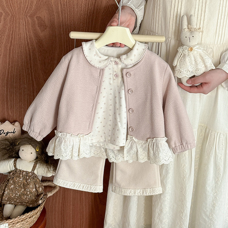 Girls’ Lace Cardigan – Cute Long-Sleeve Autumn Fashion Jacket