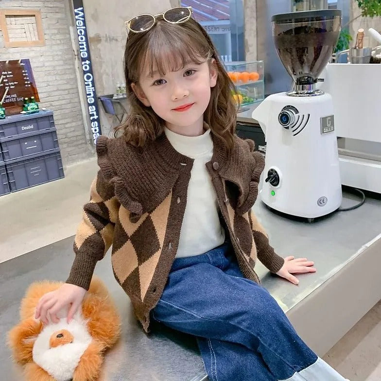 Girls’ Knit Cardigan – Autumn Korean Style Outwear for Kids