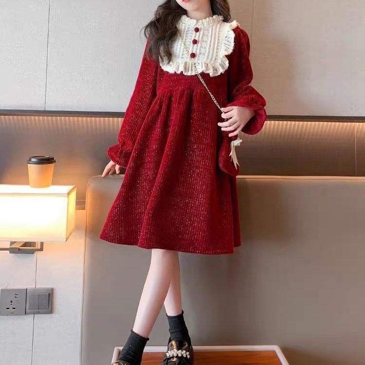 Girls Fleece Lined Princess Winter Fashion Dress
