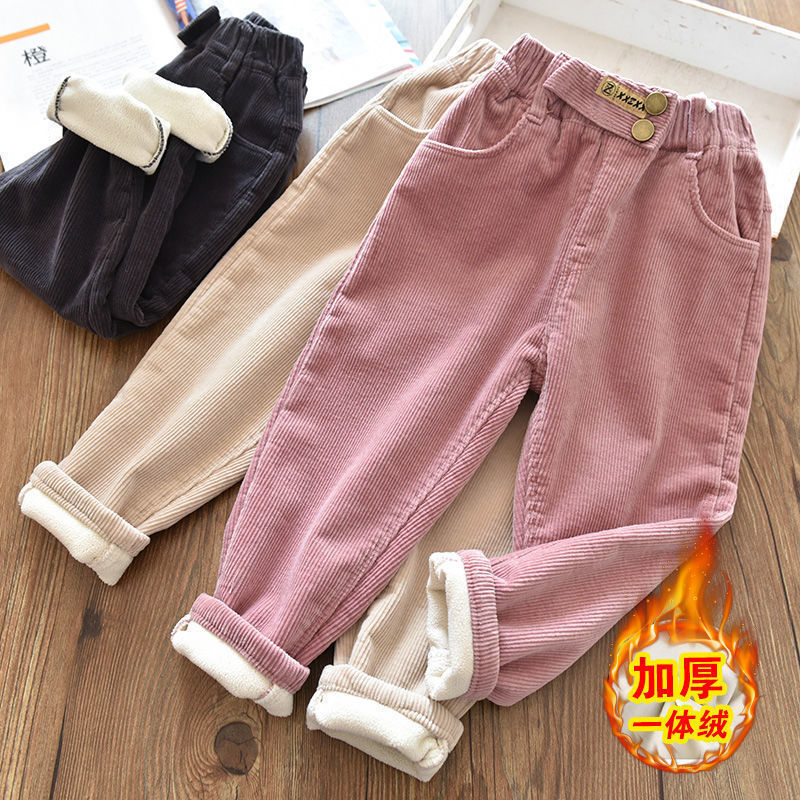 Girls' Corduroy Velvet Pants Winter Baby Thermal Trousers