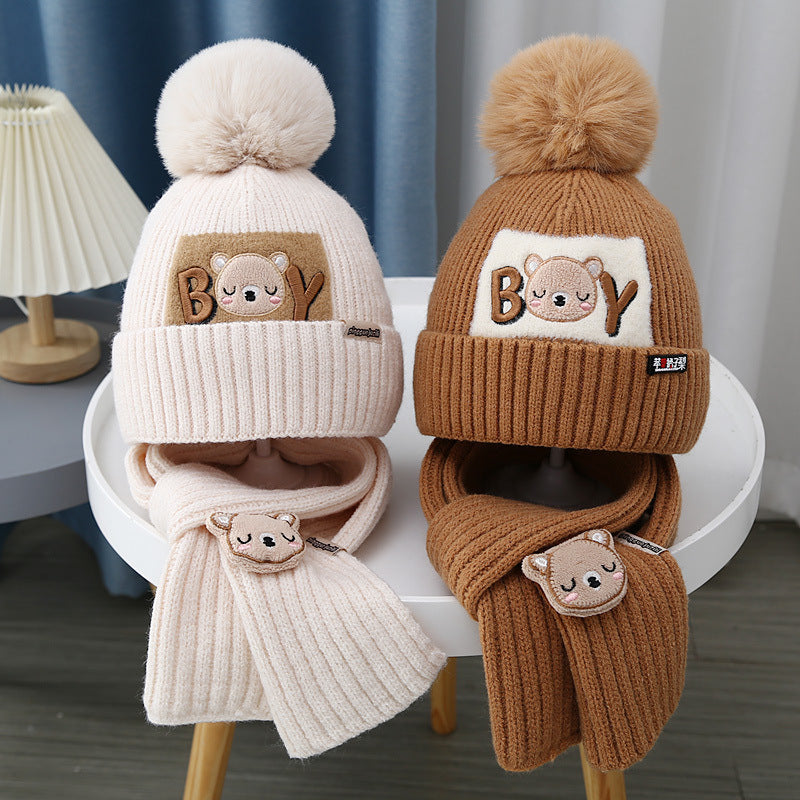 Kids’ Wool Knitted Hat & Scarf Set
