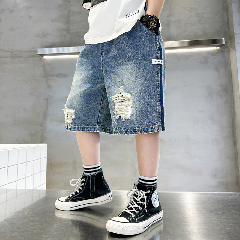 Boys Trendy Loose Denim Knee Length Shorts Summer Kids Wear!