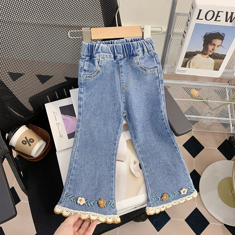Spring & Autumn Lace Flared Pants