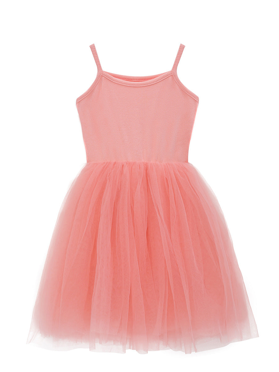 2024 Girls Summer Mesh Princess Sling Dress