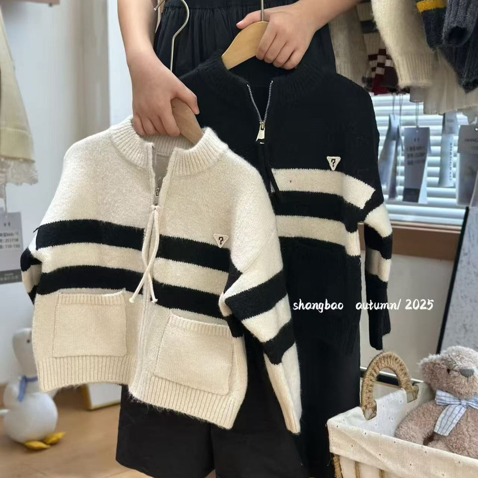 Boys’ Knitted Cardigan – Autumn/Winter Colorblock Sweater