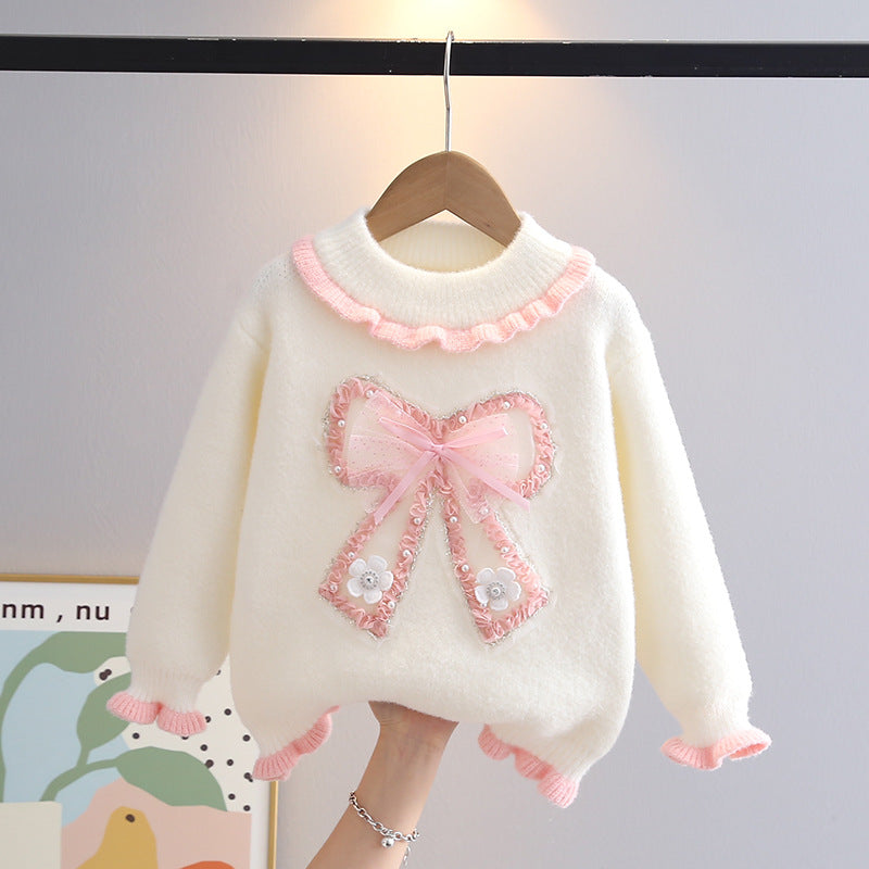 Girls’ Lace Sweater – Autumn Winter Stylish Knitwear