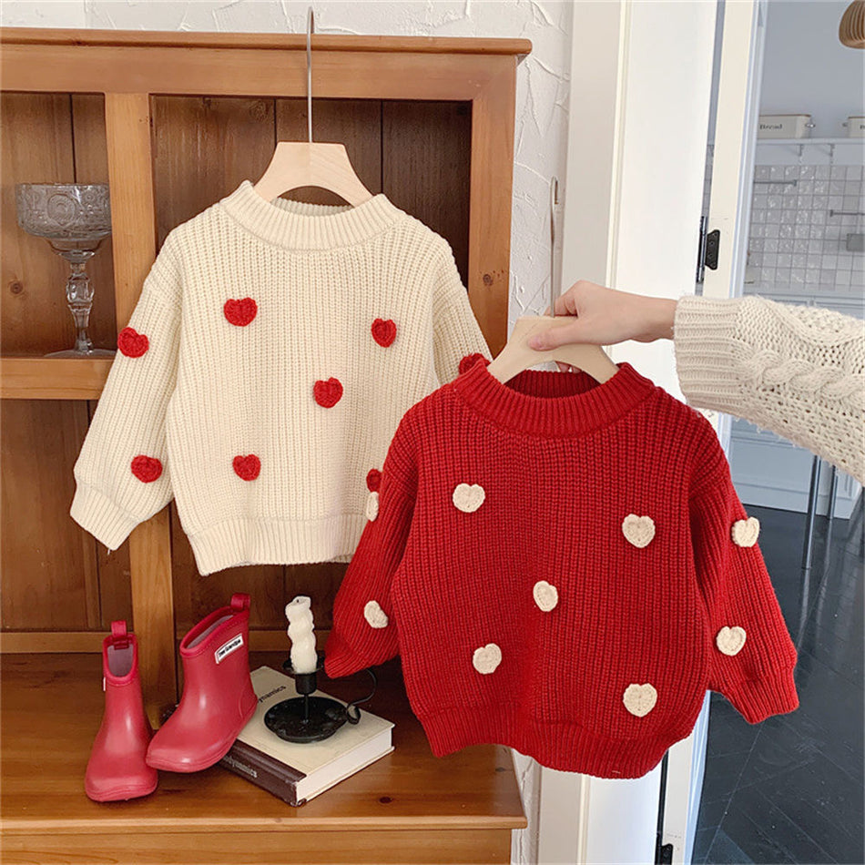Baby Girls’ Heart Knitted Sweater