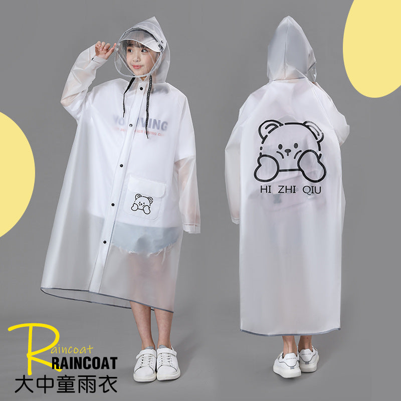 Kids’ Long Raincoat with Bag Cover – Full Body Poncho