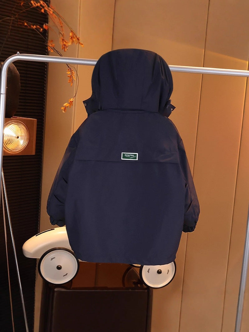 Boys Cotton-Padded Winter Jacket Warm Color-Block Coat