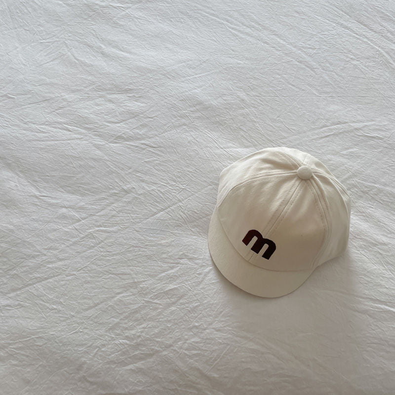 Baby Cotton M Letter Embroidered Duckbill Cap Short Brim Sunshade Hat