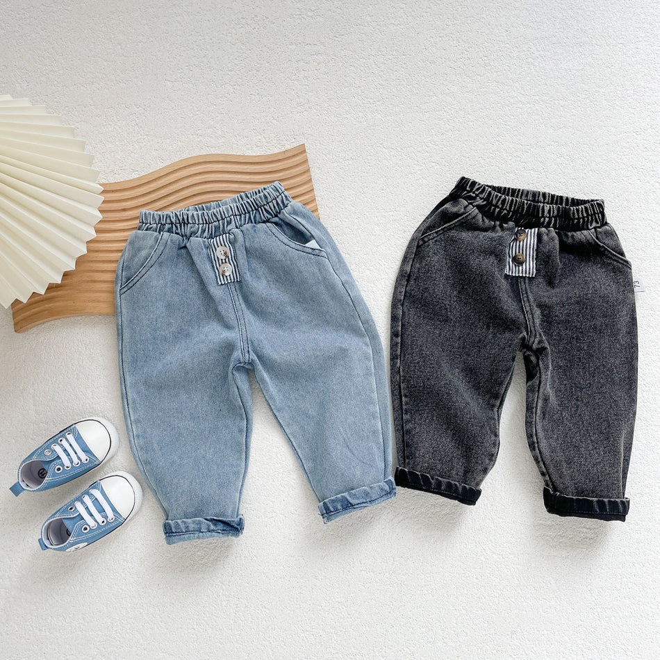 Kids’ Pure Color Elastic Jeans