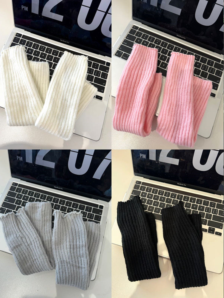 Girls Knitted Pile Socks Set Preppy Style JK Calf Covers