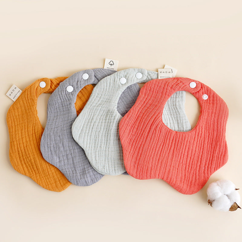 360° Seersucker Baby Bib – 8-Layer Cotton Petal Design