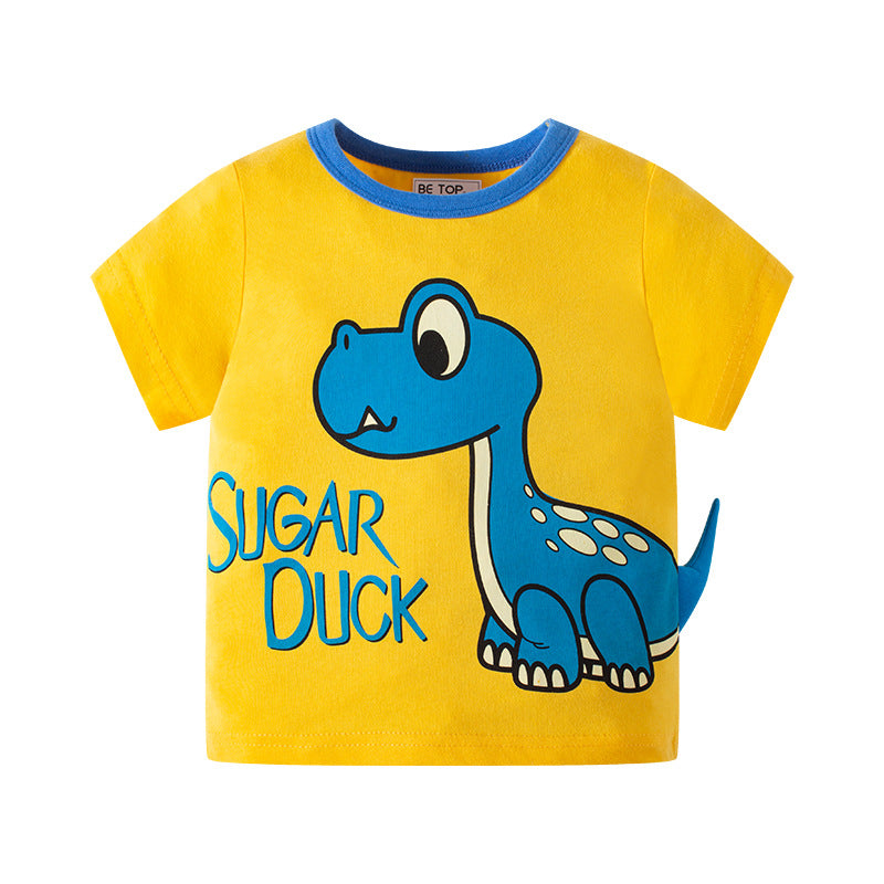 Boys’ 3D Dinosaur T-Shirt – Korean Cartoon Summer Top