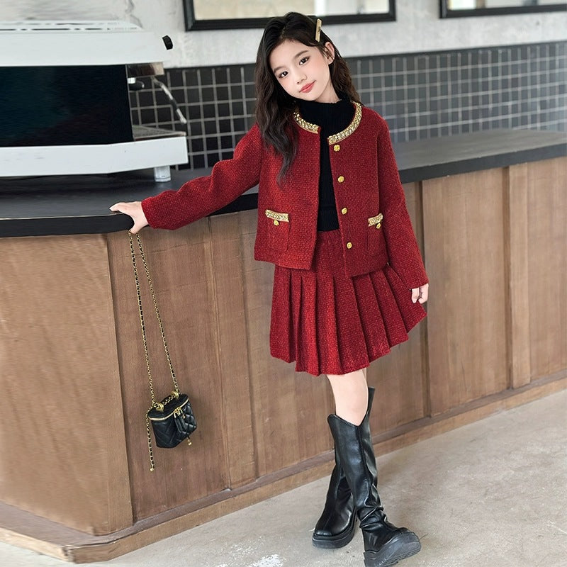 Princess Style Red Girls Two-Piece Set