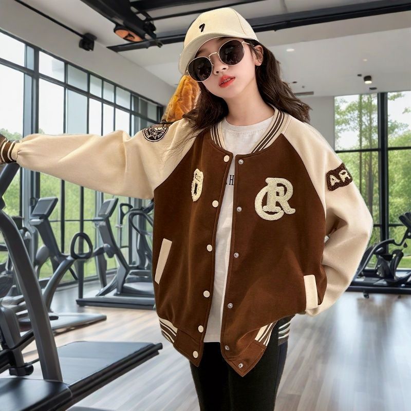 Girls Western Style College Baseball Jacket
