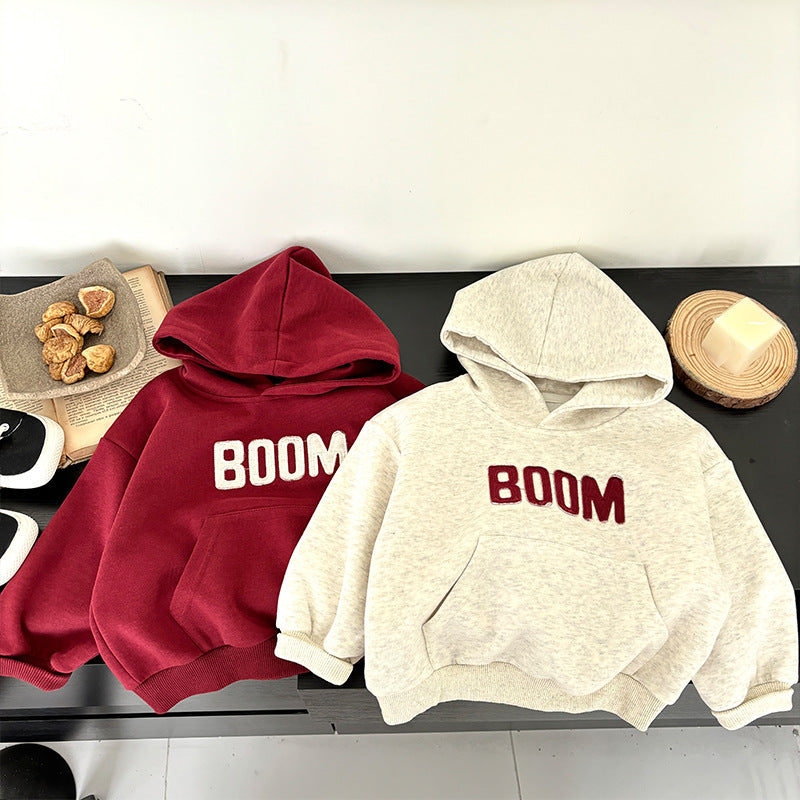 Kids' Embroidered Hoodie Sweater 2025 Korean Style Loose