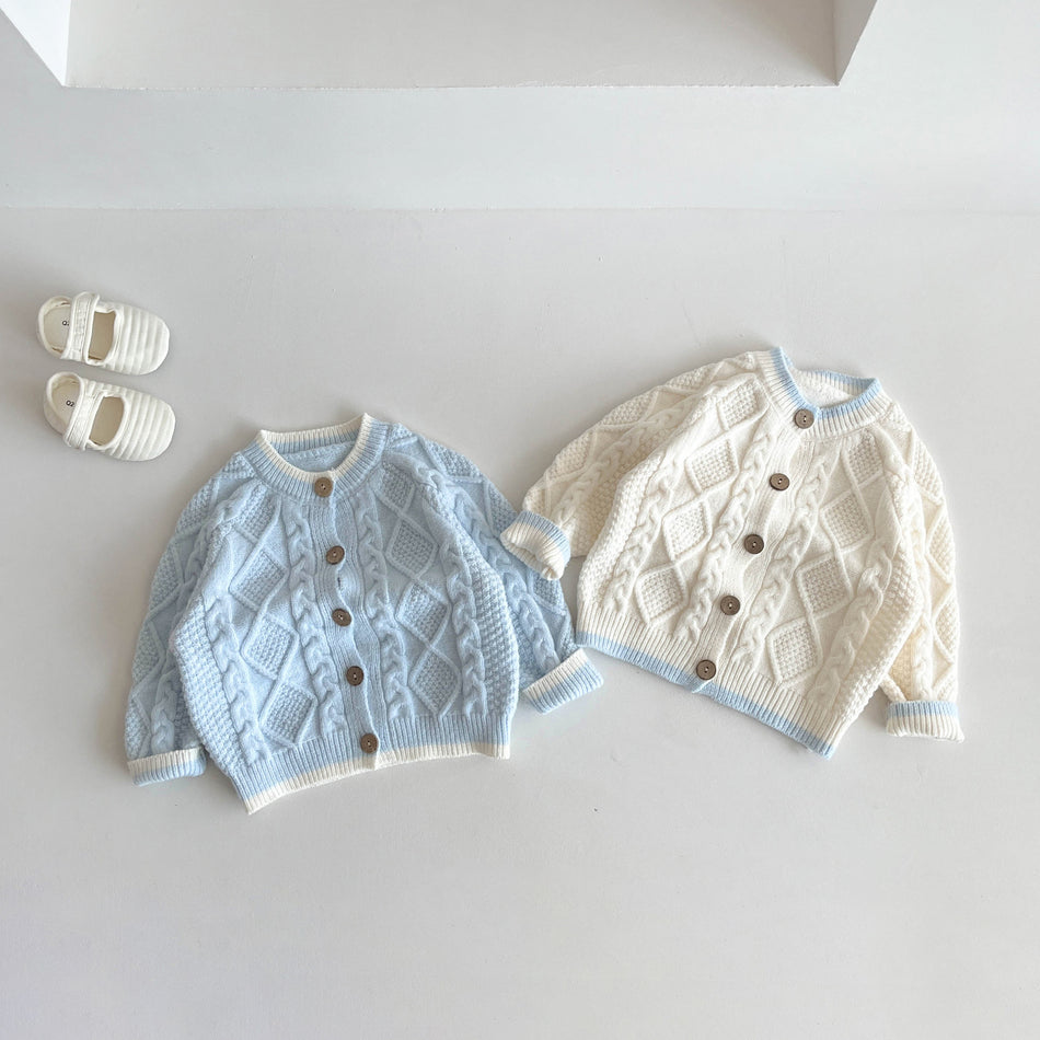 Girls’ Thick Wool Knitted Cardigan Spring Autumn Coat