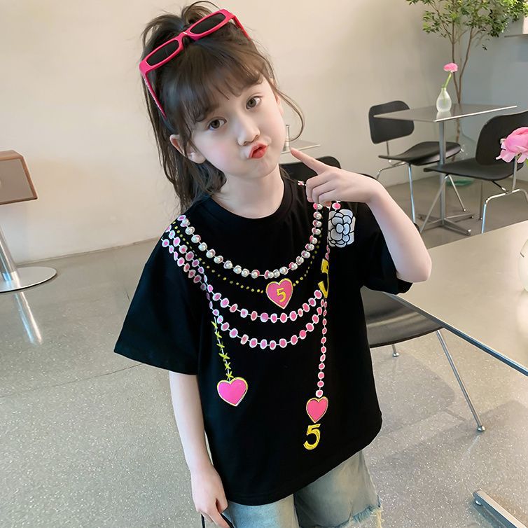 Girls Cartoon Polo Collar Summer T-Shirt