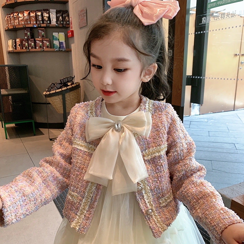 Girls Bow Mesh Two-Piece Suit Skirt Autumn 2024