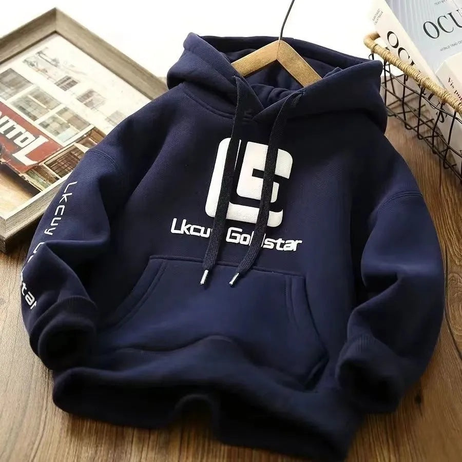 Boys’ 2023 Thick Fleece Hoodie Fall Winter Top