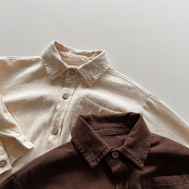Korean Style Kids Cotton Long-Sleeve Shirt