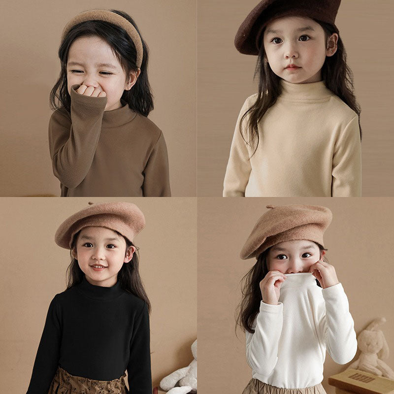Girls’ Velvet Semi-High Collar Base Shirt Autumn & Winter
