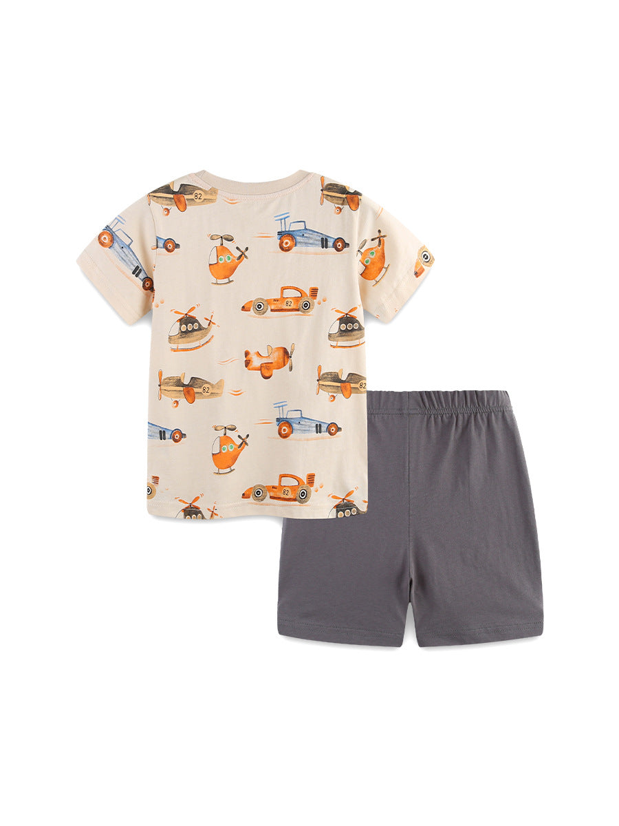 Boys Summer Cotton T-Shirt & Shorts Printed Set