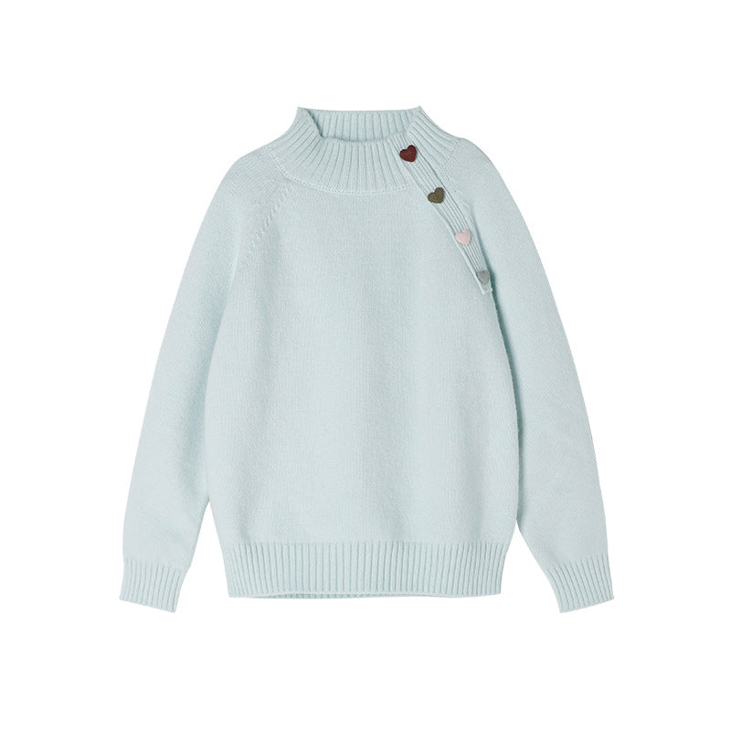 Girls’ Half-Turtleneck Knitted Sweater