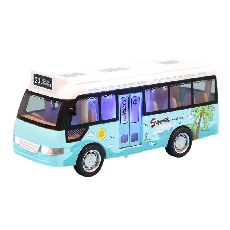 Sound Light Inertia Campus Bus Toy with Open Door for Kids