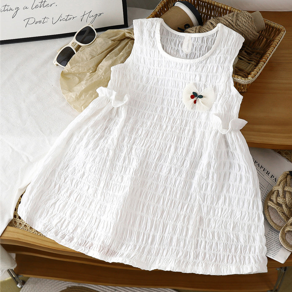 Girls' Sleeveless Cotton Princess Dress – Summer Cool Wear
