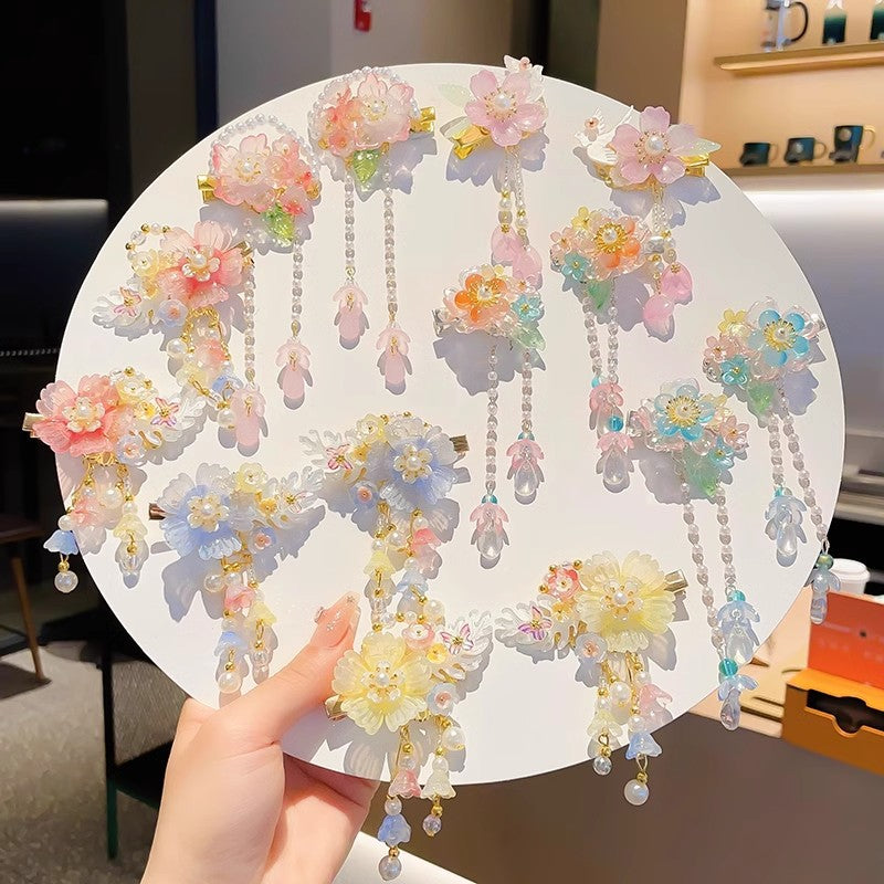 Girls’ Hanfu Hairpin – Retro Tassel Flower Accessory