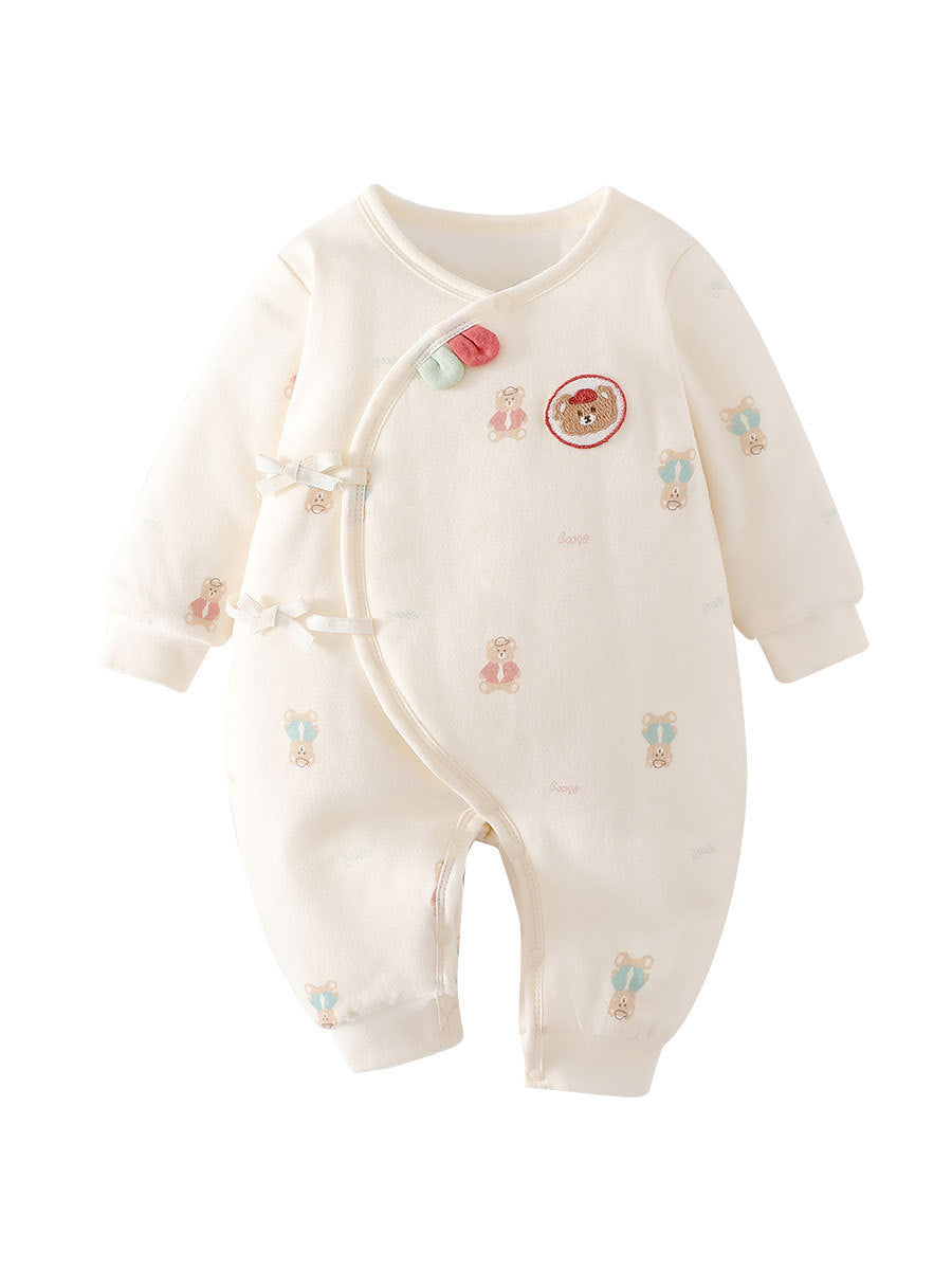 Thick Cotton Baby Butterfly Quilted Crawling Jumpsuit