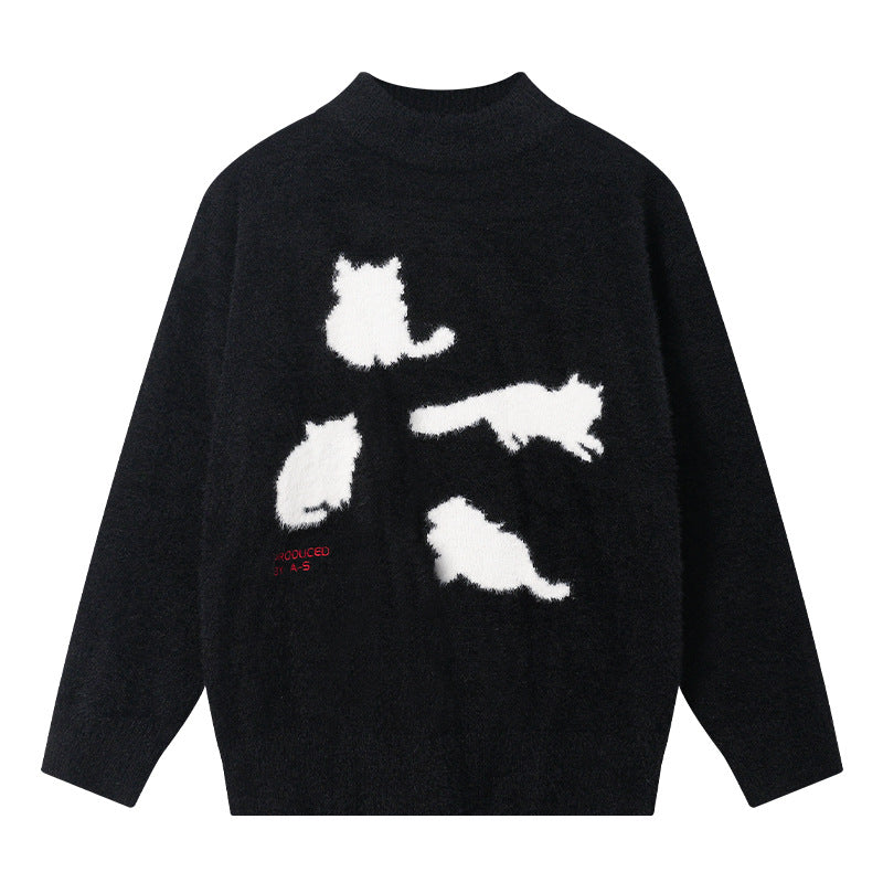 Boys Korean Half Turtleneck Mink Velvet Sweater 2025