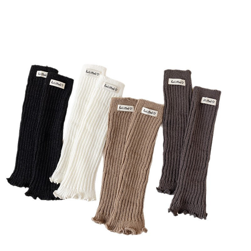 Girls Knitted Slouch Socks Thickened Ruffle Warm Calf Up Kid