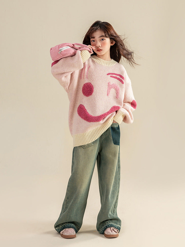 Girls’ Thickened Knit Sweater